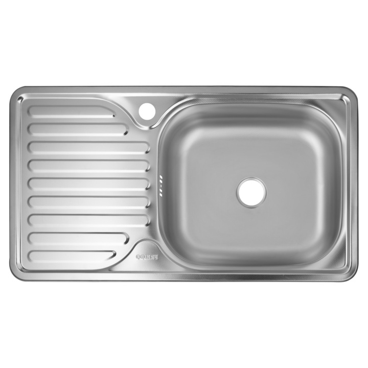 Chiuveta inox Freddo SN9019D, pentru blat, finisaj satinat, cuva dreapta, scurgere Q32, 43.5 x 76 cm, adancime 15 cm