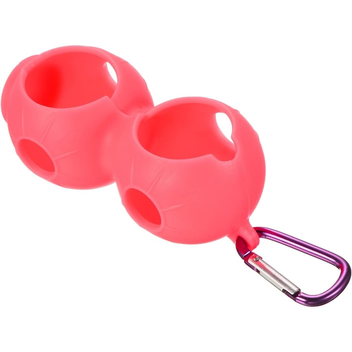 Set 2 suporti din silicon pentru 2 mingii de golf, manson de protectie portabil cu catarama pentru centura sac de golf, roz, PATIKIL