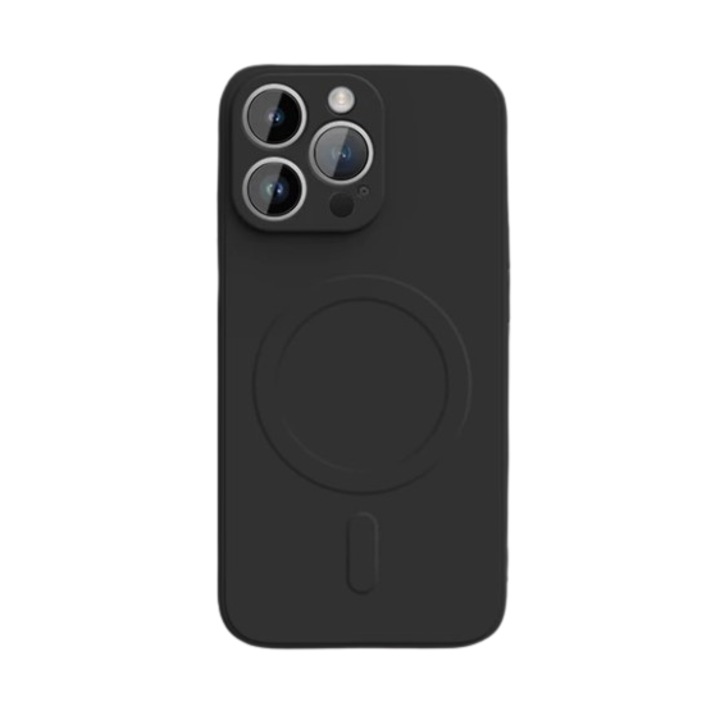 Husa Smooth Guard MagSafe, Pentru iPhone 16 Pro, Antisoc, Incarcare Wireless, Silicon, Negru