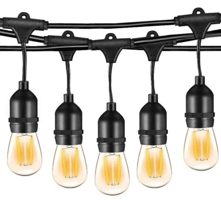 Ghirlanda Luminoasa cu Panou Solar, IP65, cu 10, 15 sau 20 becuri, 10m