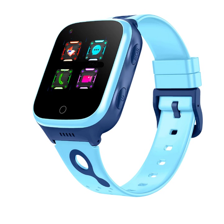 Часовник IdealTI K9 Kids Smartwatch, 4G, GPS, 1,4 инча, Наблюдение на маршрута, SOS бутон, Слот за SIM карта, Телефонно обаждане, Видео разговор, Камера, Блокиране на обаждания, GPS+LBS местоположение, Аларма, 1000 mAh голяма батерия, Син