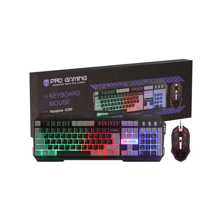 Комплект PRO GAMING K250 2IN1 RGB мишка + тастатура