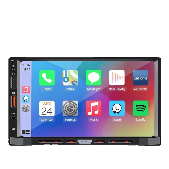 Мултимедиен плейър за кола 7 инча, Android 11, 1GB RAM + 16GB ROM, FM, Bluetooth 4.1, GPS, поддръжка на CarPlay (по избор), черен