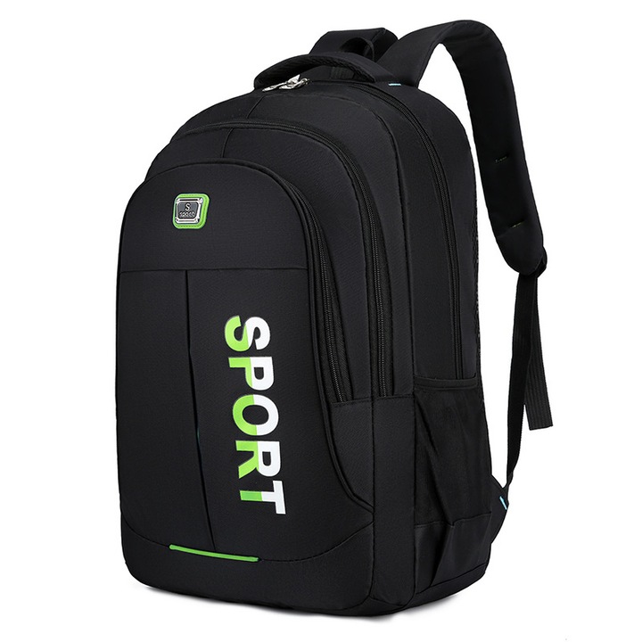 Ghiozdan scoala, NEVERMORE, Capacitate mare, 50 x 35 x 17 cm, Verde