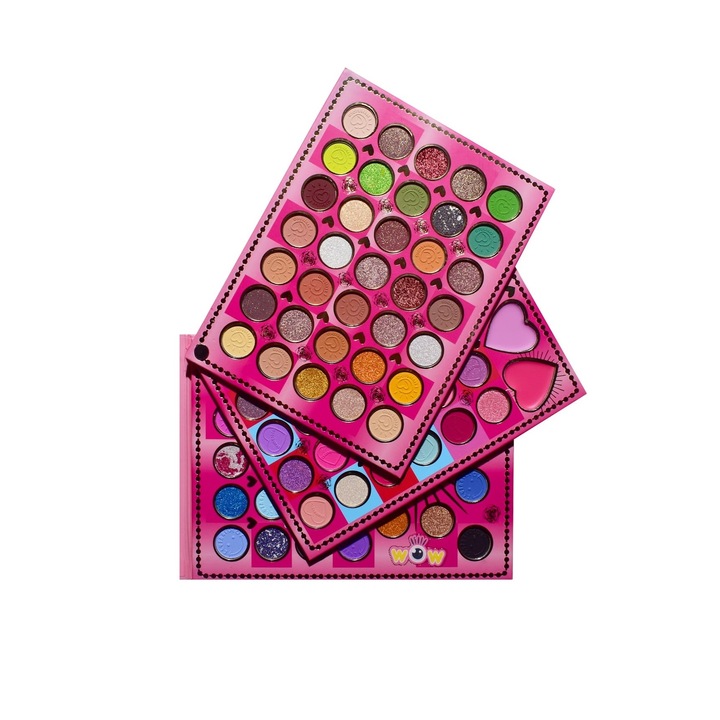 Комплект грим, KEVIN & COCO, Mean Girl Rose, сенки за очи, осветител, кремообразен руж, 97 цвята, 21 x 15,7 x 2,4 cm