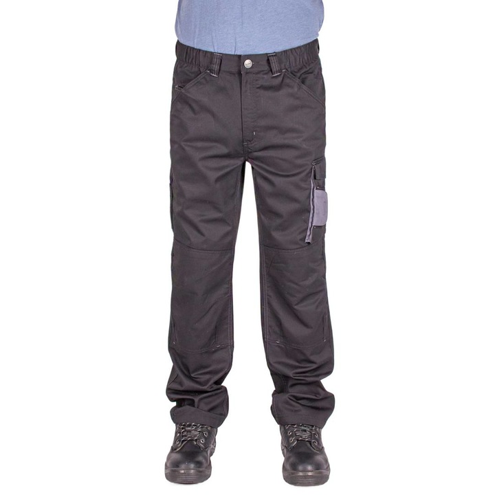 Класически мъжки работен панталон с наколенки и многофункционални джобове Черен 50