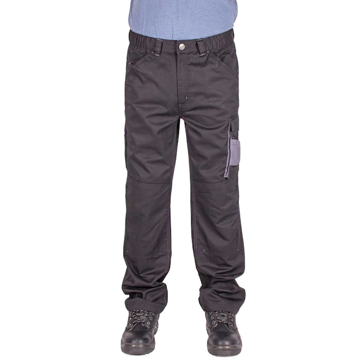 Класически мъжки работен панталон с наколенки и многофункционални джобове Черен 48