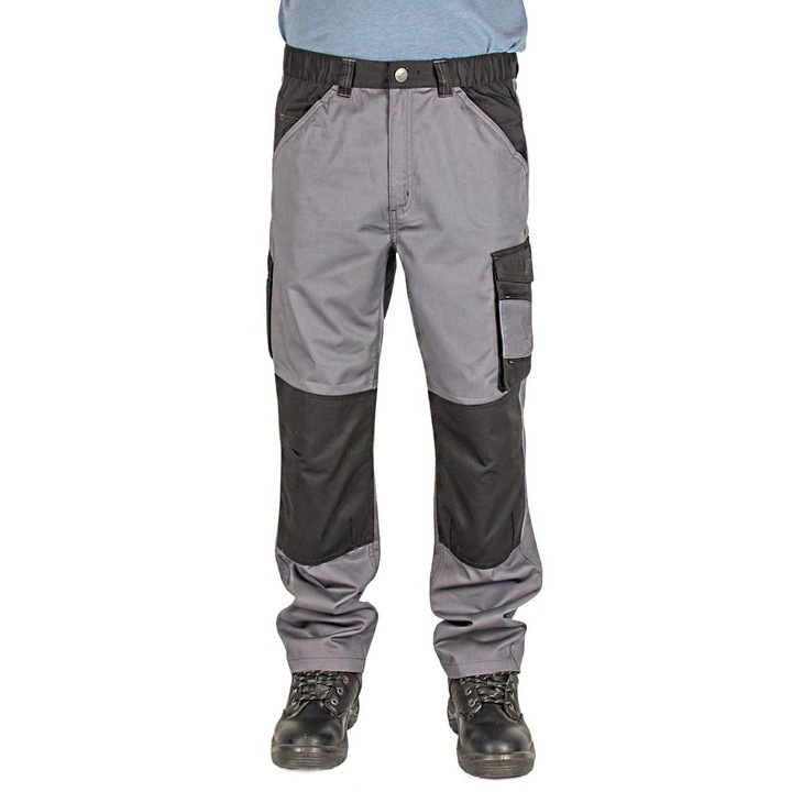 Класически работен мъжки панталон с наколенки и многофункционални джобове, сив, 52