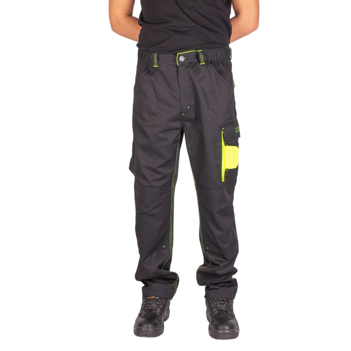 Класически мъжки работен панталон с наколенки и многофункционални джобове Черно Жълт 52