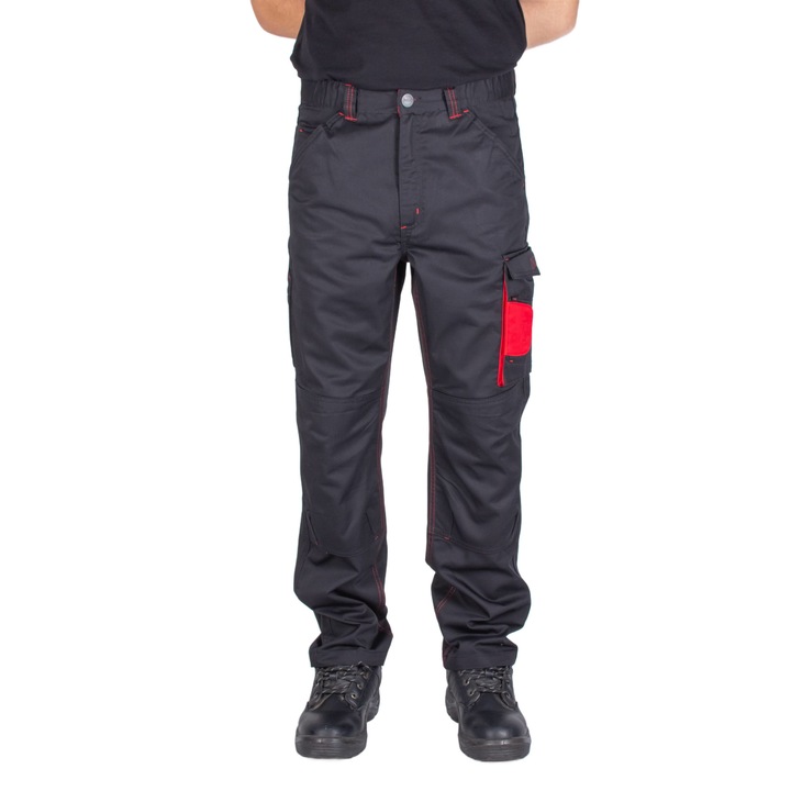 Класически мъжки работен панталон с наколенки и многофункционални джобове Черен Червен 48