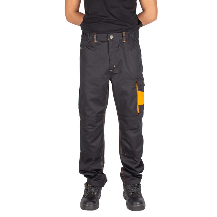 Класически работен мъжки панталон с наколенки и многофункционални джобове, черно оранжев, 48