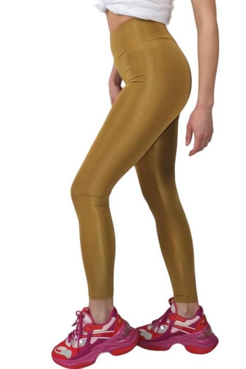 Colanti lungi de dama, material lucios, Galben, XL