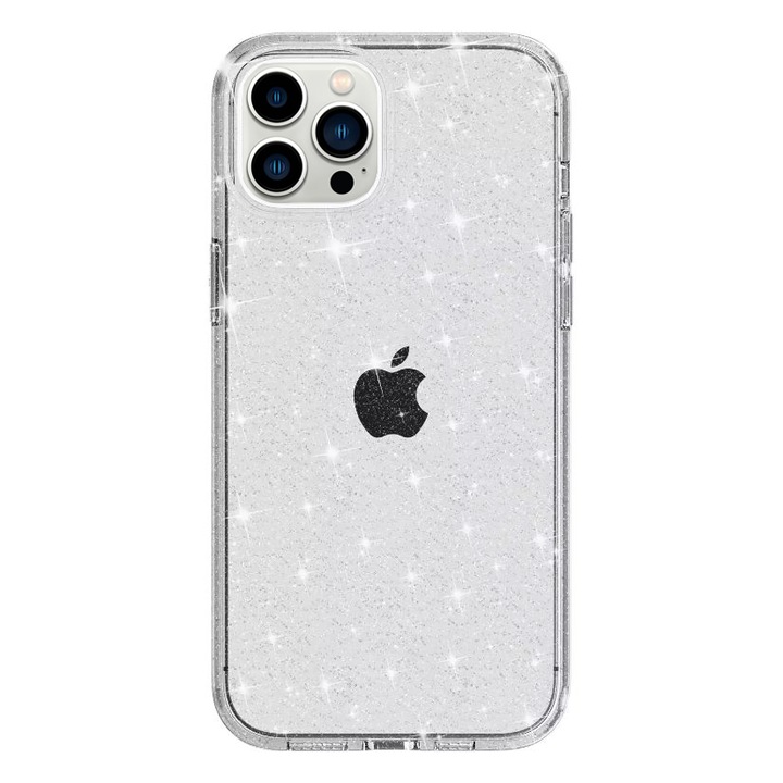 Калъф Sparkle Armor, Sparkles, Съвместим с iPhone 14 Pro Max, Удароустойчив, Пълна защита, Прозрачен