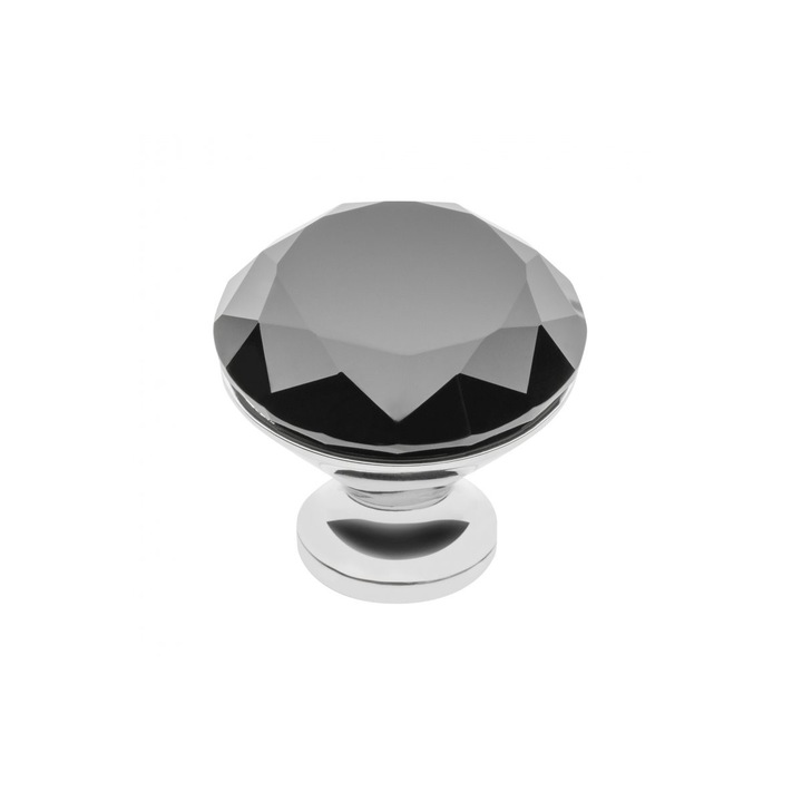 Kristály bútorgomb B 40 mm króm, fekete kristály