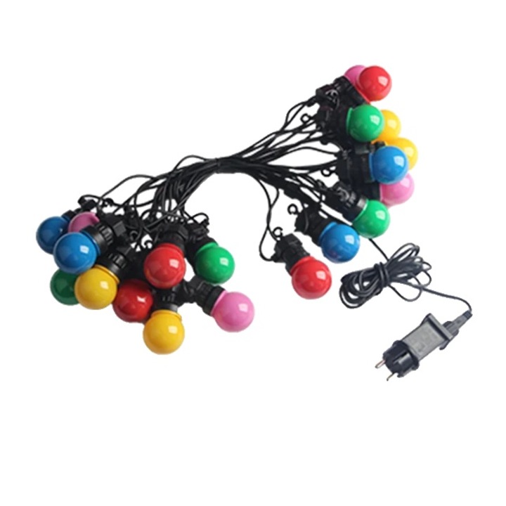 Instalatie de Craciun, 20 becuri glob, lumina calda, impermeabil IP65, negru, 13m