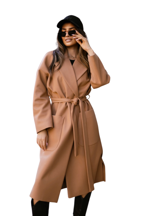 MeGusta Pardesiu lejer pentru femei, culoare caramel, Marime Oversize