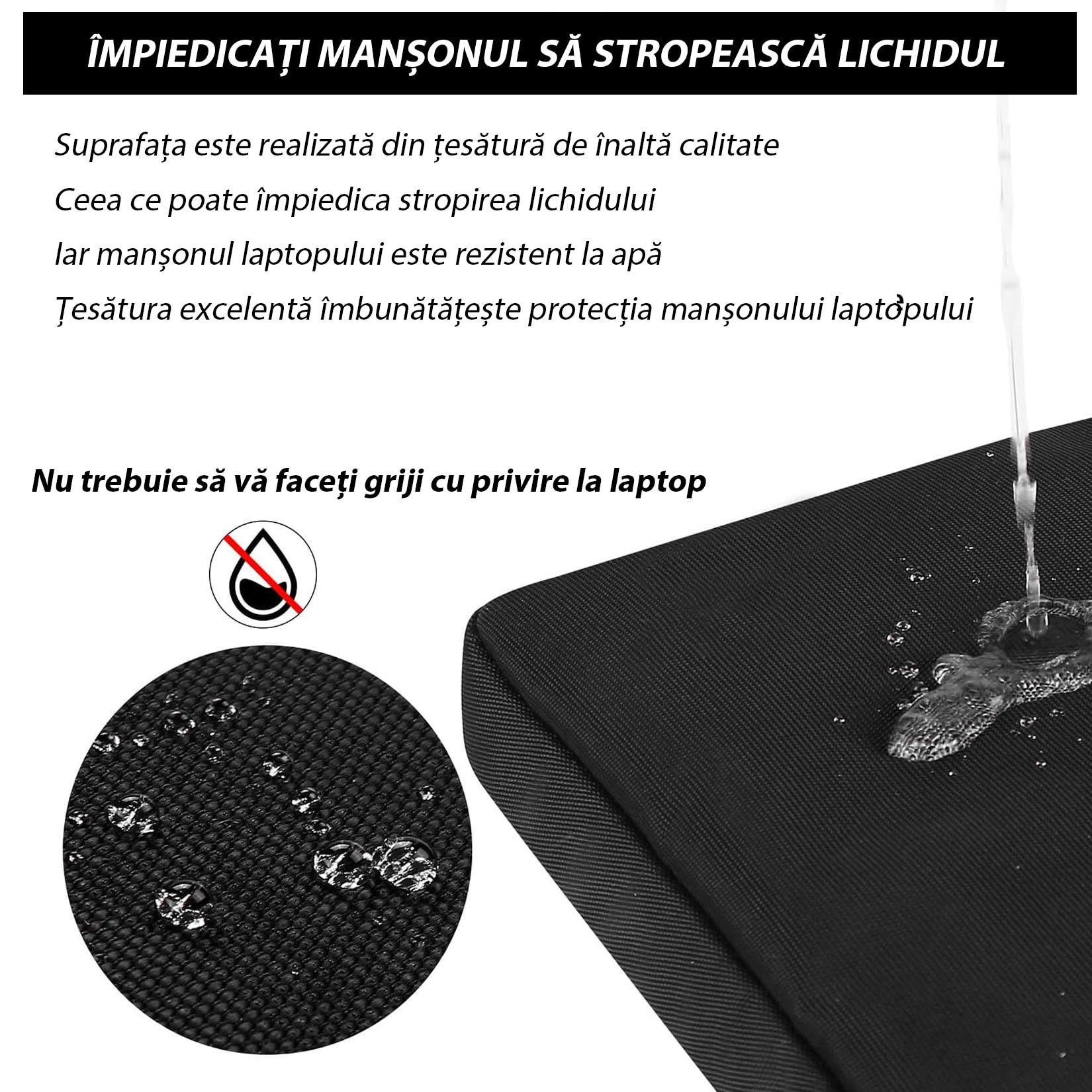 Geanta laptop portabila, Impermeabila, Curea de umar reglabila si detasabila, Geanta universala laptop pentru notebook, ultrabook, Poliester, 16 inch, Negru