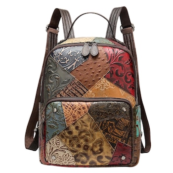 Rucsac dama, BUSY LDY & GTM IoSono, piele naturala, compartiment tableta 12 inch, multicolor aleatoriu