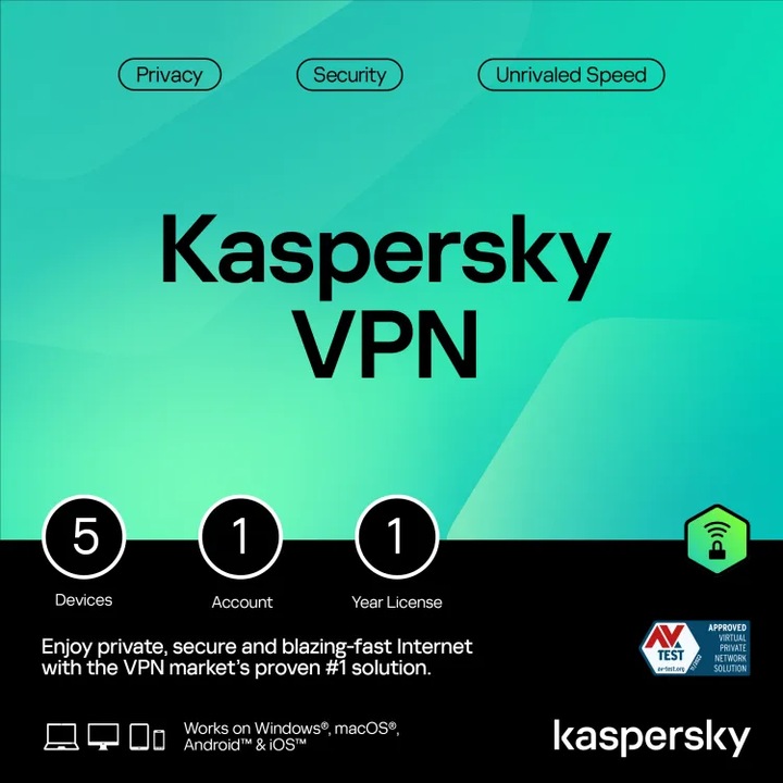 Licenta pentru Kaspersky Secure Connection VPN 5 Dispozitive 1 An