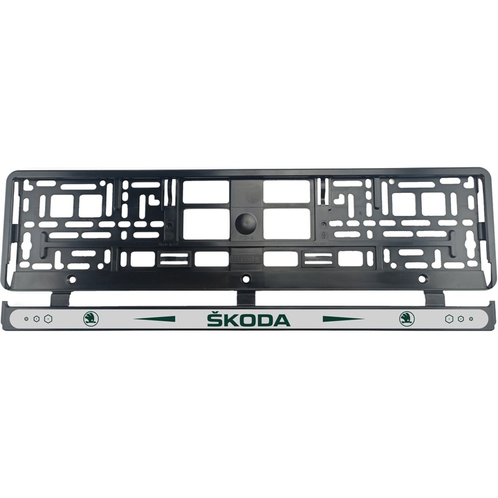 Set 2 bucati, suport numar inmatriculare Skoda Classic Dark Green