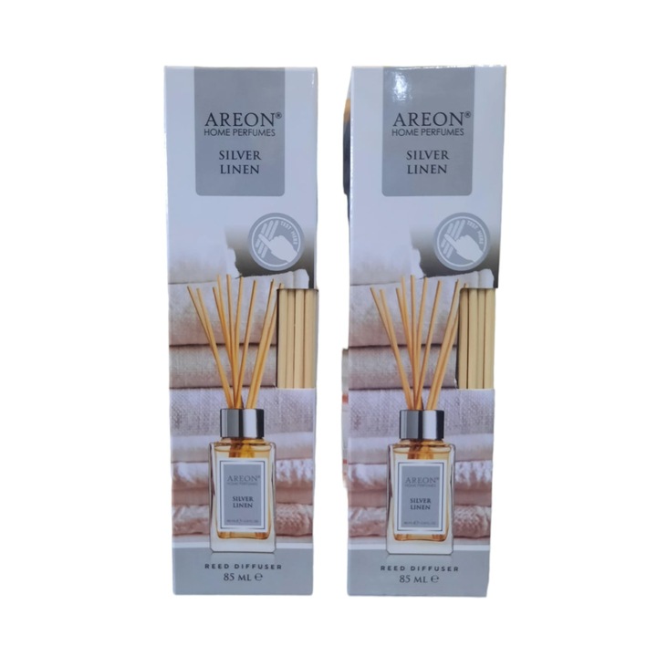 Set 2 x Odorizant cu betisoare Areon Home Perfume 85 ml Silver Linen