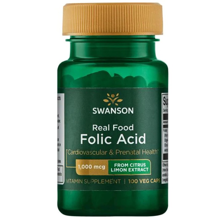 Real Food Acid folic 1000 mcg 100 Veggie Capsule vegetale Swanson Health Products