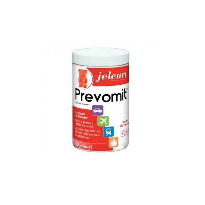Supliment alimentar Prevomit pentru rau de miscare, 60 jeleuri aroma capsuni, Zdrovit