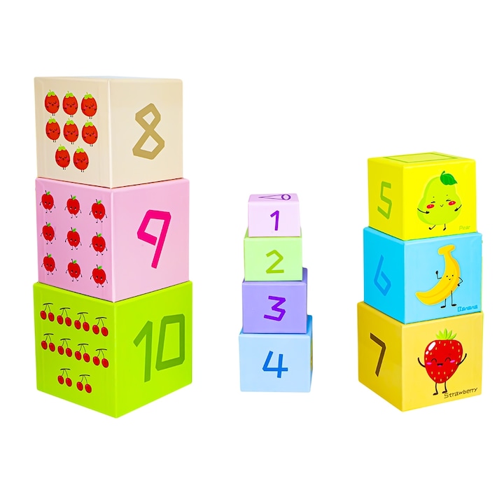 Образователни кубчета, подреждащи се, 10 картонени части, Sbk, +1 година