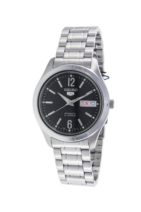 Seiko, Ceas automatic din otel inoxidabil, Argintiu/Negru