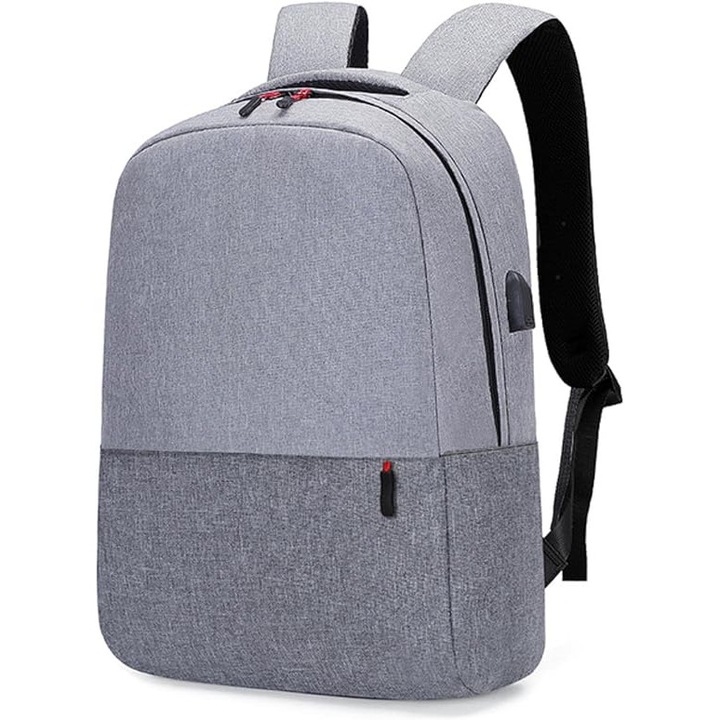 Laptop hátizsák, Zunseat, Nylon, 15,6 hüvelykes, USB töltés, Vízálló, Szürke