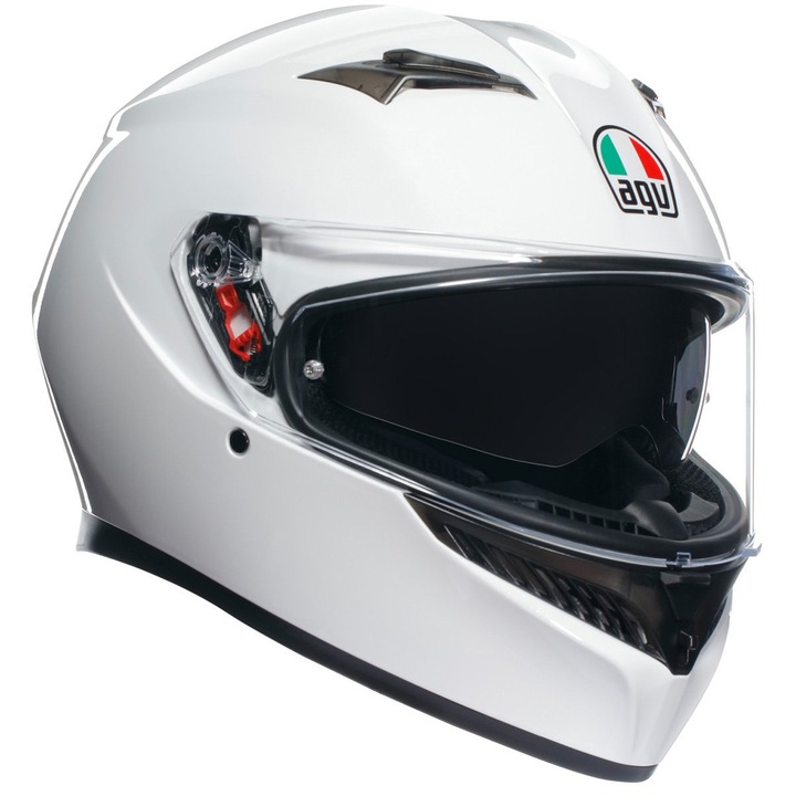 Casca Moto Full-Face AGV K3 E2206 Mono Seta White, omologare E2206, ochelari de soare, marime L