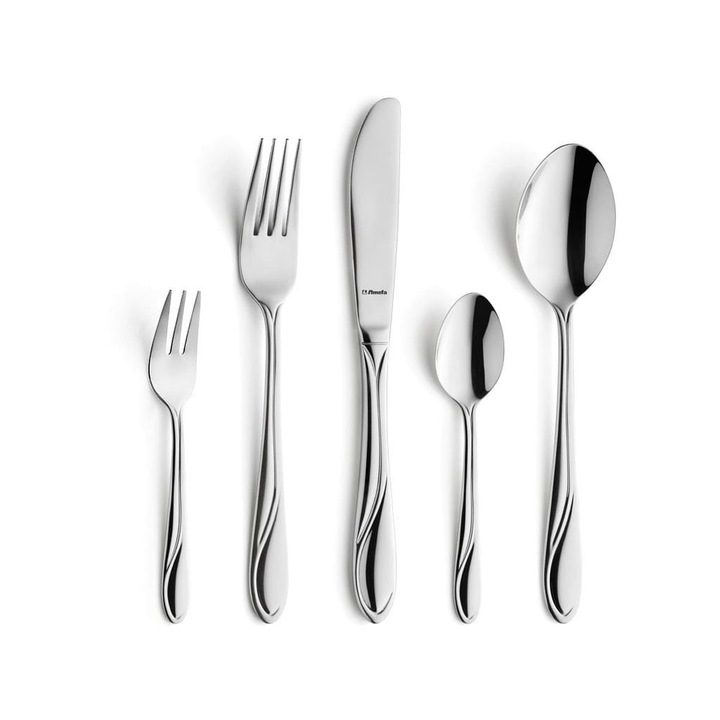 Set de tacamuri obiadowe pentru 12 persoane Amefa Whisper 1405, 60 de piese, otel inoxidabil 18/0