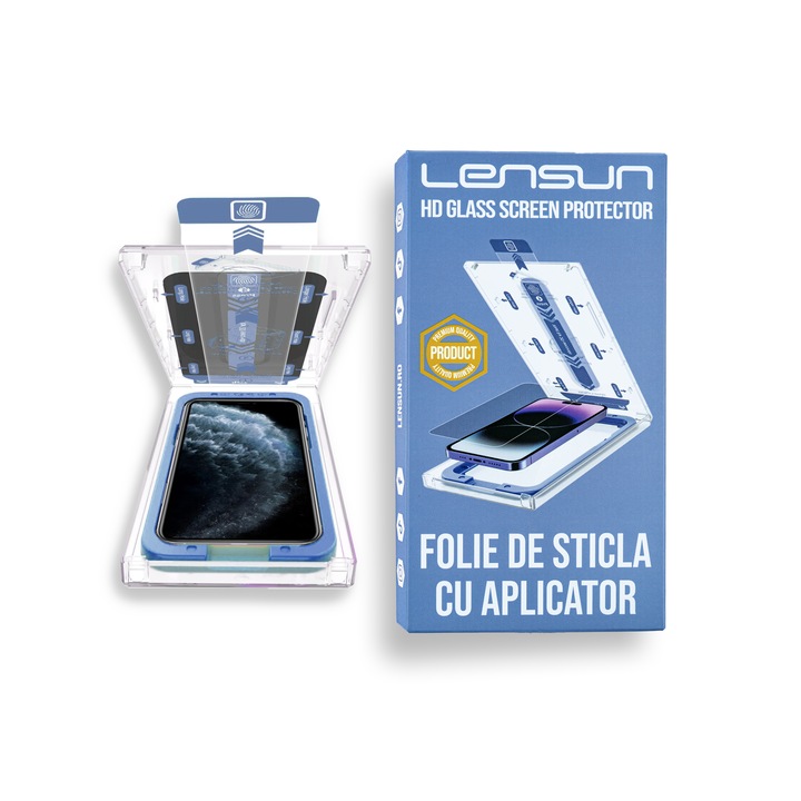 Комплект от 2 защитни стъклени фолиа с включен апликатор, Lensun, покриващи целия екран, съвместими с iPhone X / Xs / 11Pro