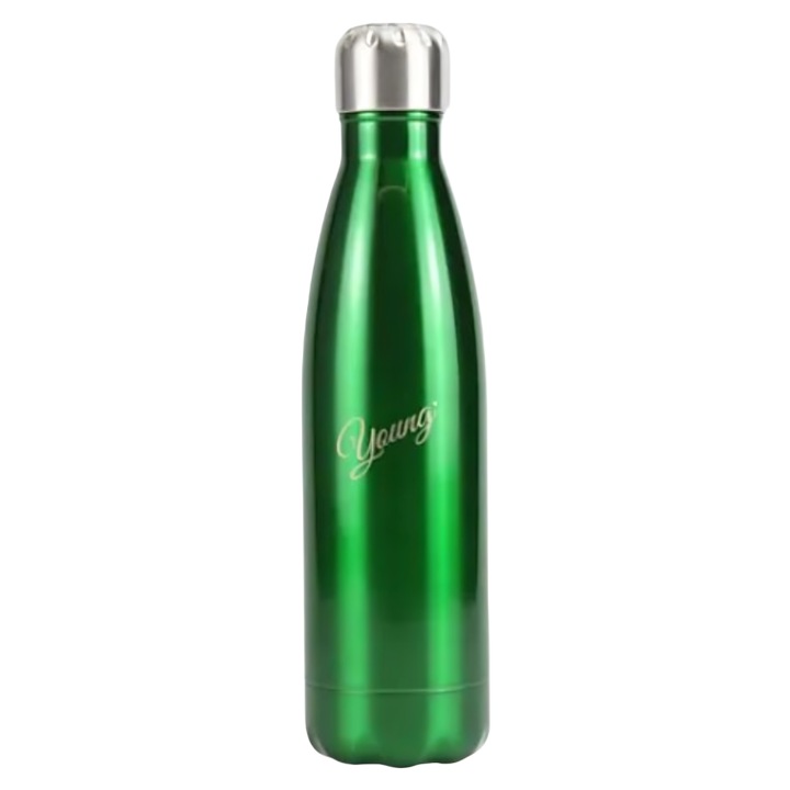 Sticla Termoizolanta Young, 1L, Otel Inoxidabil, Inchidere Etansa, Rezistent la lovituri, rugina si scurgeri, Pastreaza bautura Fierbinte sau Rece timp de 12 ore, BPA - free, Verde