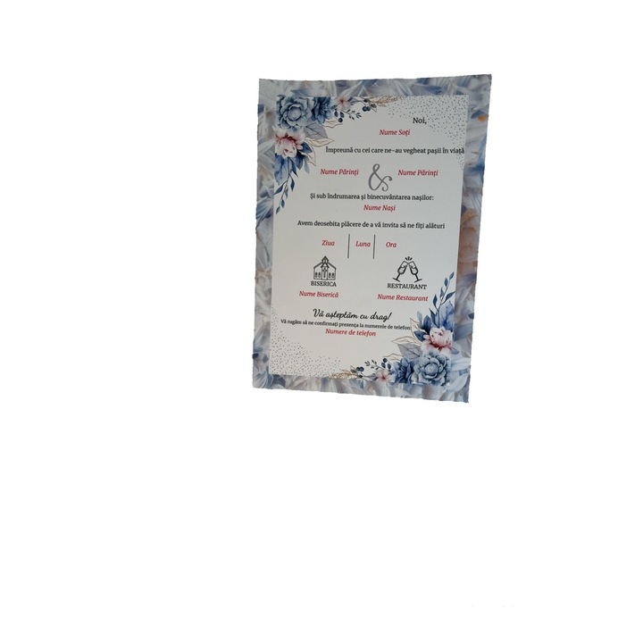 Комплект сватбени покани M20, Картон, Многоцветни, 13x18 см, 50 бр.