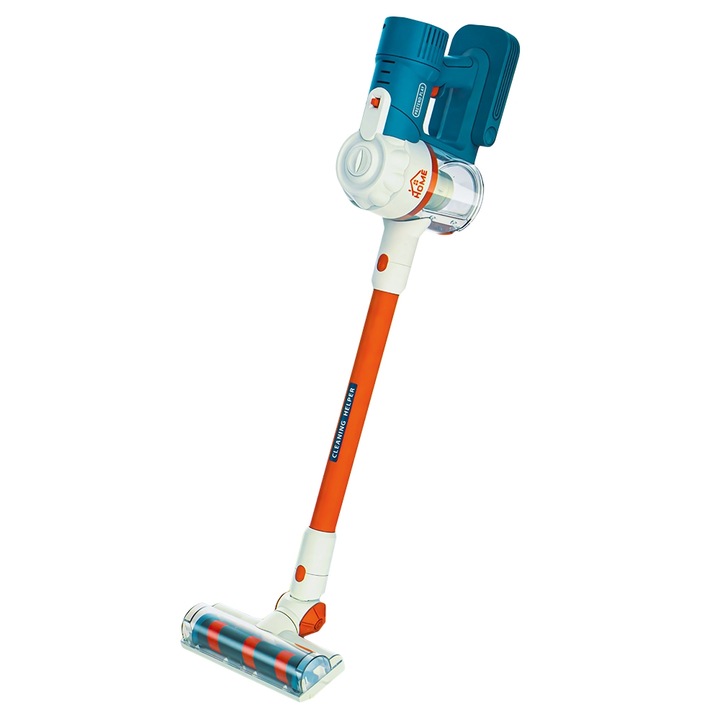 Вертикална играчка прахосмукачка с батерии, със звук, подвижен резервоар, 3 смукателни дюзи, 17x15.7x76.2 см, Sbk, +3г.