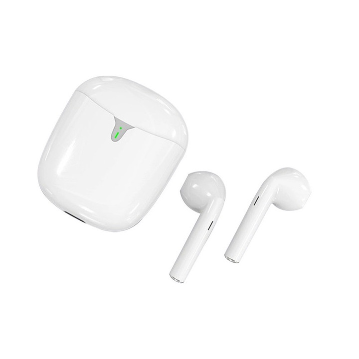 Bluetooth fülhallgató, fülbe helyezhető, univerzális, fehér