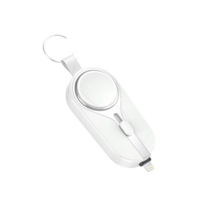 Mini hordozható vezeték nélküli töltő, 10 W töltési teljesítmény, külső akkumulátor funkció, Apple eszközökkel kompatibilis, USB-C töltés, fém külső, modern és elegáns dizájn, prémium minőség, fehér szín