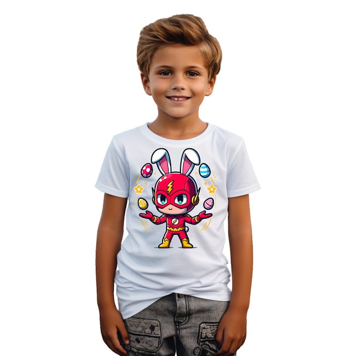 Tricou copii Easter The Flash, Alb
