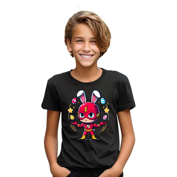 Tricou copii Easter The Flash, Negru