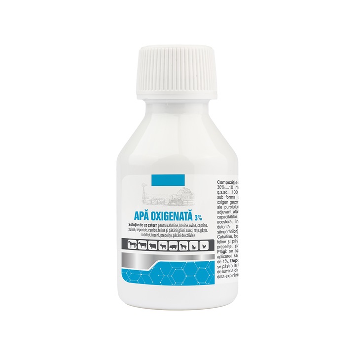 Apa oxigenata 3%, solutie externa de uz veterinar, 100ml