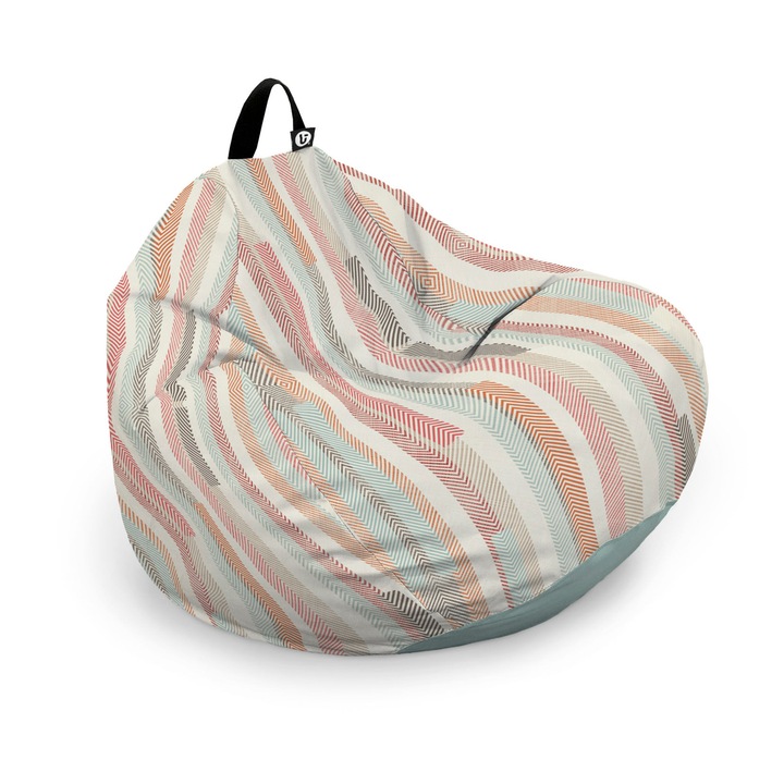Husa exterioara Updeco Puf Bean Bag tip Para L, fara umplutura, impermeabil, cu maner, 80 x 80 x 55 cm, model multicolor vertical
