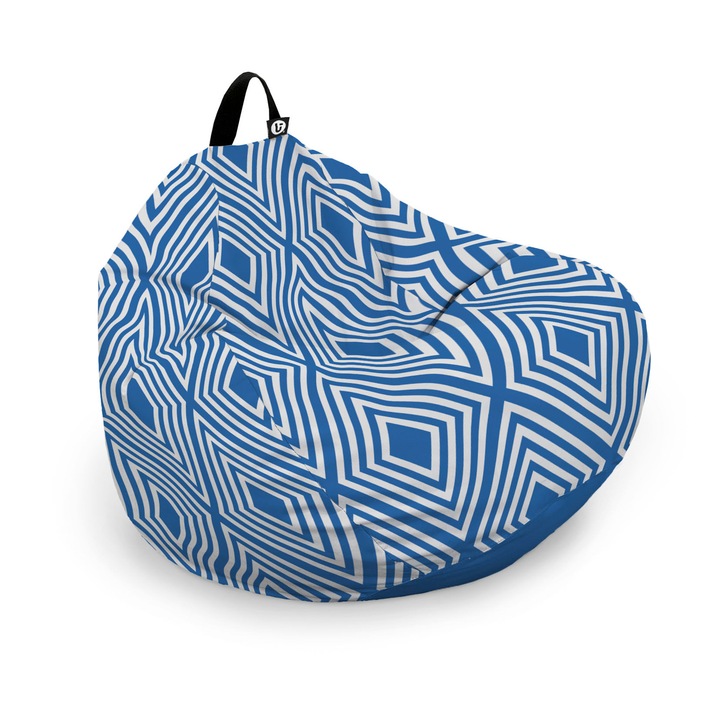 Husa exterioara Updeco Puf Bean Bag tip Para L, fara umplutura, impermeabil, cu maner, 80 x 80 x 55 cm, Diamond, Blue
