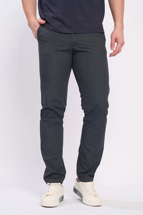 KVL by KENVELO, Pantaloni chino cu buzunare oblice, Gri carbune