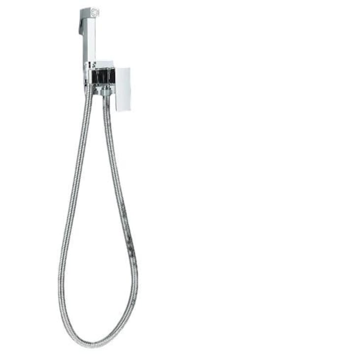 Baterie igienica pentru bidet, functie dus, finisaj nichel periat, monocomanda, montare pe blat, presiune inalta, cromata
