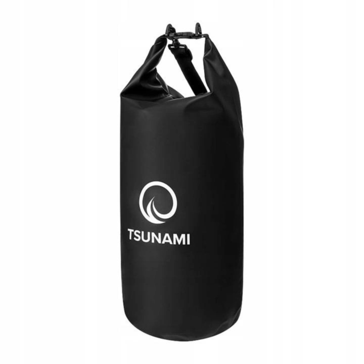 Geanta impermeabila, TSUNAMI, 20L, sac sport impermeabil Dry Bag, protectie echipamente, inchidere roll-top, curele reglabile, ideal pentru sporturi nautice, trekking, ciclism, pastreaza lucrurile uscate, negru