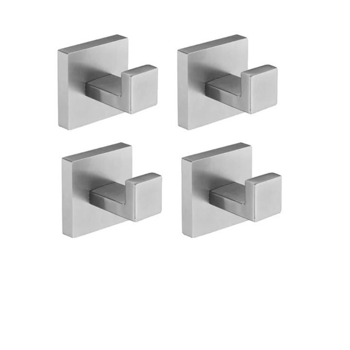 Set Accesorii Baie SEKOVA, Otel Inoxidabil, Finisaj Otel Periat, Carlig 4 buc, Rezistent la Rugina