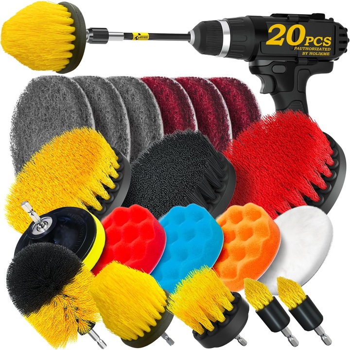 Kit curatare auto, 20 piese, Multicolor