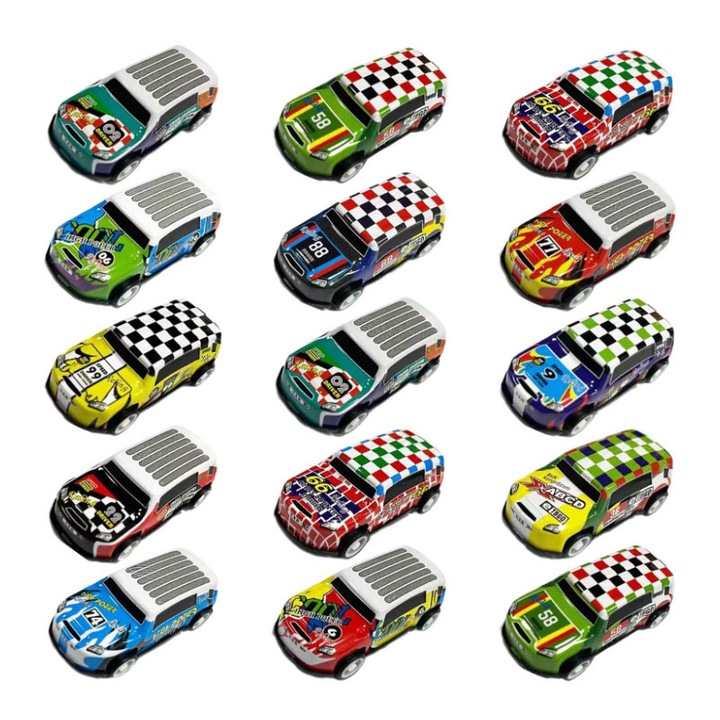 Set mare de masini, discuri metalice, cu motor 50 de piese + portbagaj