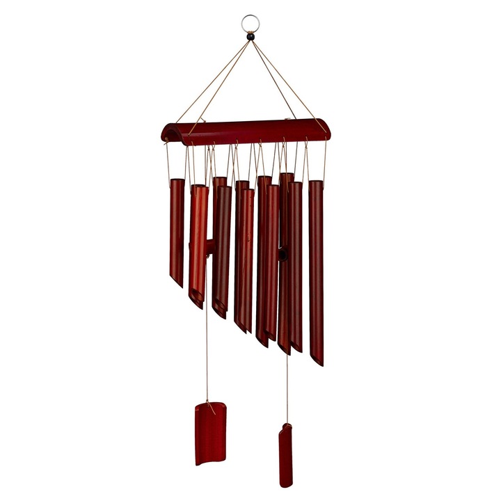Clopotel de vant, cu 12 tuburi din bambus, rezistent la intemperii, pentru balcon sau gradina